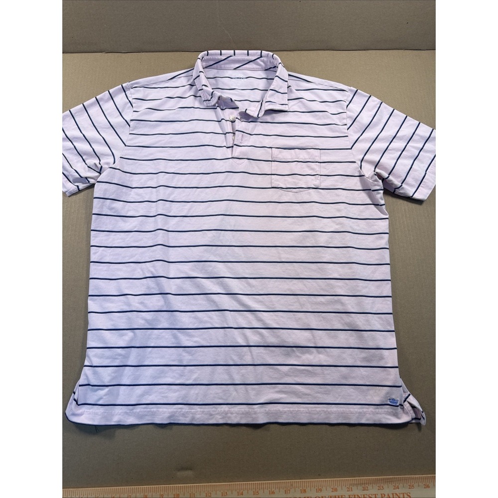 Peter Millar Shirt Mens Large Pink Blue Polo Seaside Wash Striped Short Sleeve